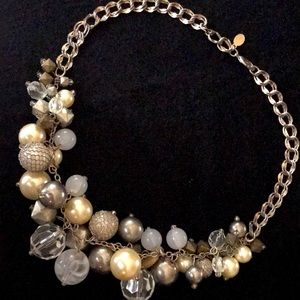 Statement Necklace - Tones of Ivory Gray Pearl